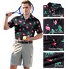 uideazone Mens Black Polo Shirts Flamingo Print Funny Golf Tennis