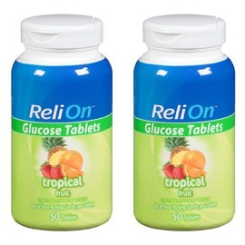Relion Glucose Tablets - Tropical Flavor - 50 Counts (2 Pack)