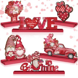 Barydat 6 Pcs Summer Wooden Table Decor Farmhouse Summer Wood Table Signs Ice Cream Slipper Glasses Wooden Plaque for Summer Party Hello Summer Table Centerpiece Decor for Home Kitchen(Heart)