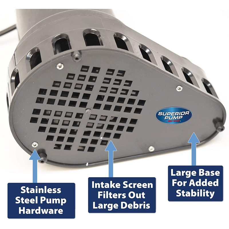 Superior Pump 92370 1/3 HP Thermoplastic Submersible Sump Pump with