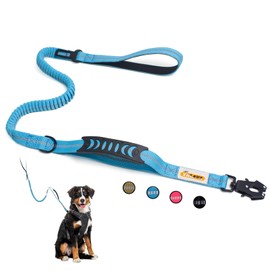 YALAVA - Correa de perro resistente con asa de tráfico, correa táctica para perro de 4 a 6 pies, correa de trabajo elástica que absorbe los golpes, para perros pequeños, medianos y grandes, azul
