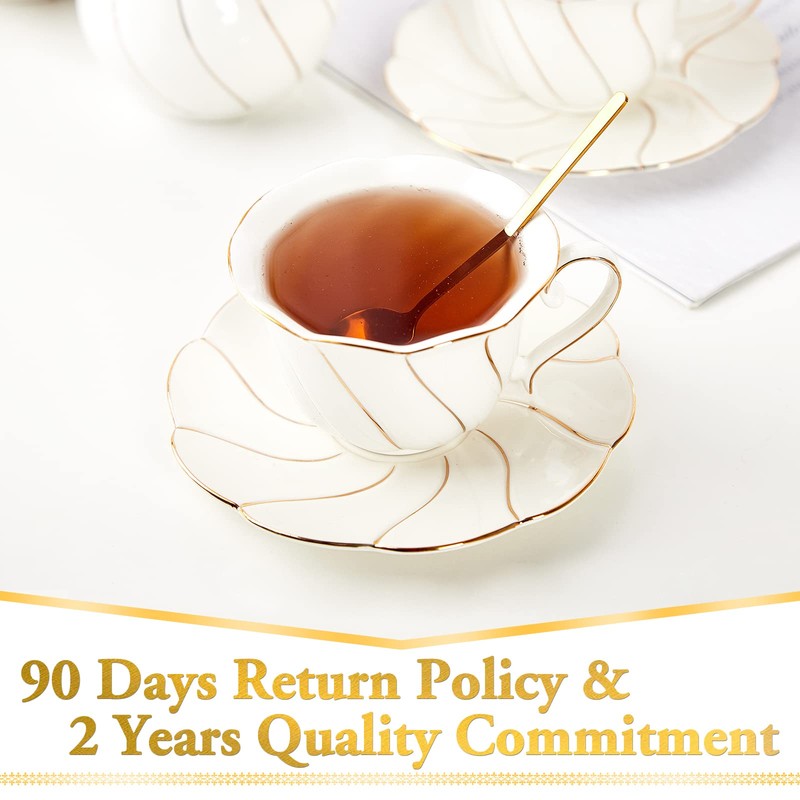 FUNLIO DUJUST Porcelain Tea Cup & Saucer Set, Luxury British
