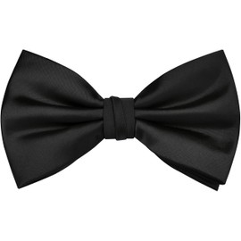 Branduce Black Bow Tie for Men Pre-tied Adjustable Silk Blend Bowties for Wedding Party (BB09-07)
