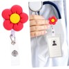 DOITOOL 4pcs Retractable Badge Holders with Flower Design Portable Id