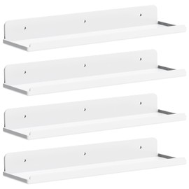 Lifewit Floating Shelves for Wall, 12 Pack White Acrylic Shelf 15" Room Decor for Bookcase/Vinyl Record Display/Photo/Picture in Bedroom, Living Room, Bathroom, Kitchen Storage and Organization