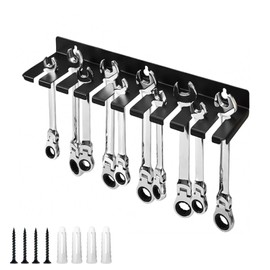 HSUYUN Spanner Holder, Carbon Steel Spanner Holder, Wall Mounted, Black Wall Mounted Tool Holder, with Screws and Cotter Pins, for Garage, Workshop and Work Table