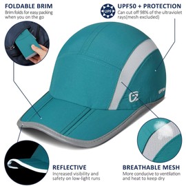 TITECOUGO Quick Dry Bright Hat Running Cap Reflective Sports Hat Night Workout Hats for Women Summer Sun Folding Hat Cap for Golf Hiking Outdoor Camping Gym Tennis Travel Baseball Cap Turquoise