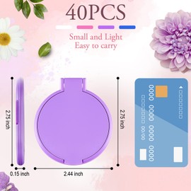 40 Espejos Compactos Mini Espejo Plegable de Maquillaje de Viaje Espejo Pequeño Redondo Portátil Vintage de Bolsillo para Mujeres Cartera Viajar Regalos, Blanco, Azul, Rosa, Púrpura