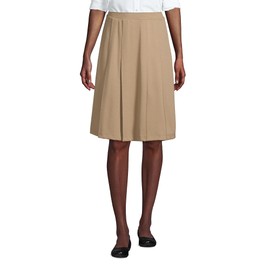 Lands' End Uniform Ponte Pleat Skirt Khaki Womens Regular 16