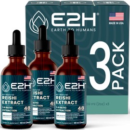 E2H Reishi Mushroom Extract - All-Natural Energy, Vitality and General Wellness Support from Advanced Mushroom Supplement - Reishi Mushrooms Supplement - Non-GMO, Vegan (3 Bottles)