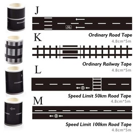 Pack of 11 Railway Road Tape Road Tape for Toy Cars DIY Trains Railways Racing Car Track Road Tape Wall Sticker Traffic Sign Stickers for Playing Learning Arts DIY Craft Stickers