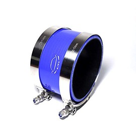LTI Universal 102mm 4-Ply Reinforced High Performance 4" ID Straight Silicone Hose Coupler + T Bolt Clamp 304 Stainless Steel (4" BLUE)