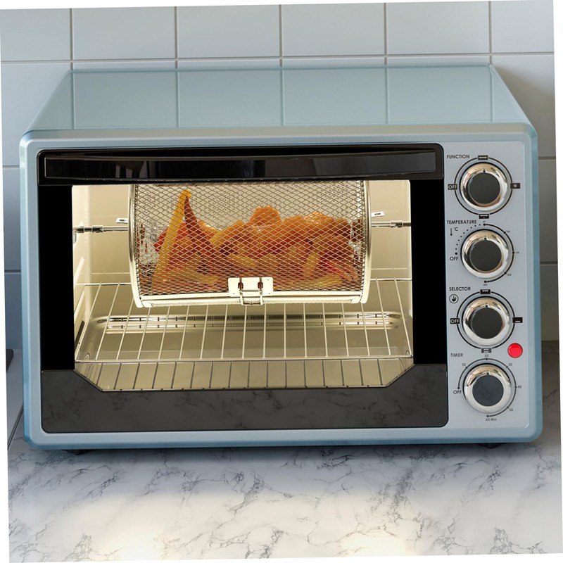 SHOWERORO Air Fryer Accessories Rotating Grill Oven Basket Stainless Steel