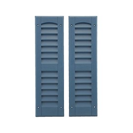 Shed Windows and More Louvered Shed Shutters 6" x 21" (1 Pair) in Blue Louvered Style Shutter