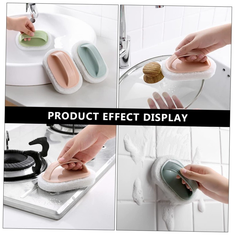 LALAFINA 2sets Sponge Brush Cleaning Tools Plastic Handle Cleaning Brush