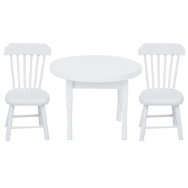 1:12 Doll House Round Dinning Table Chairs Mini Furniture Wooden Doll House Decoration AccessoriesWhite Round Dinning Table Chairs
