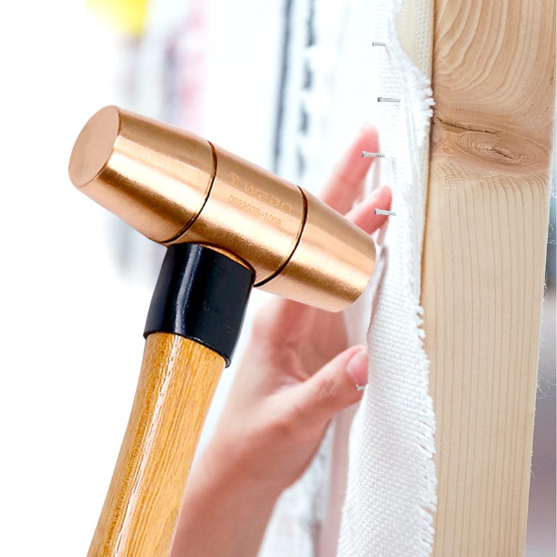 WEDO Copper Sledge Hammer 2lb,Solid Copper Mallet Hammer,Wooden Handle,Length 320mm,Die-Forged,