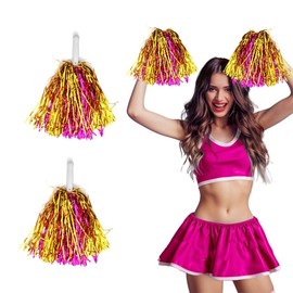 Yokawe 2 PCS Pom Poms Cheerleading Cheerleader Cheering for Team Spirit Sports Games Dance Festival for Youth Adults (Rose-Gold)