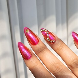 Hot Hot Pink Handmade Nail Tips - Long Oval / 핫 핫핑크 수제네일팁 - 롱오벌
