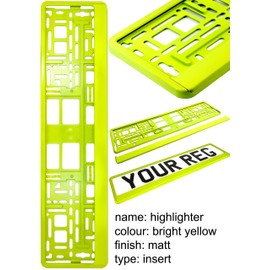 TAPORT® YELLOW NEON CAR REGISTRATION HOLDER FOR ANY CAR , VAN , TRUCK , TRAILER