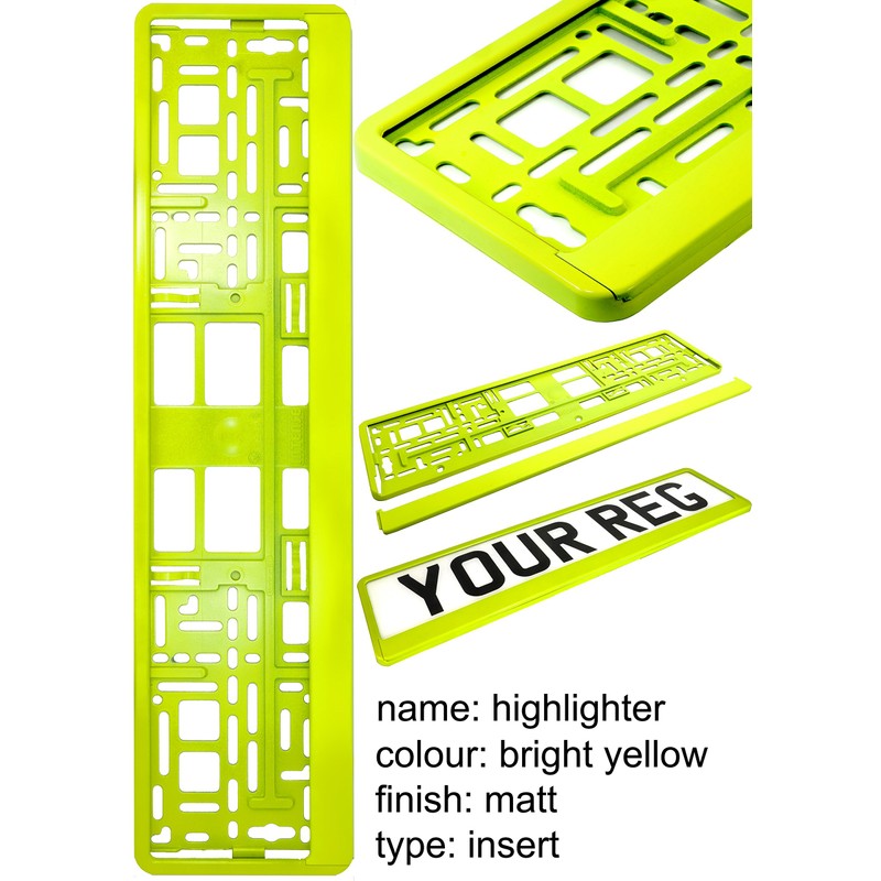 TAPORT® YELLOW NEON CAR REGISTRATION HOLDER FOR ANY CAR ,