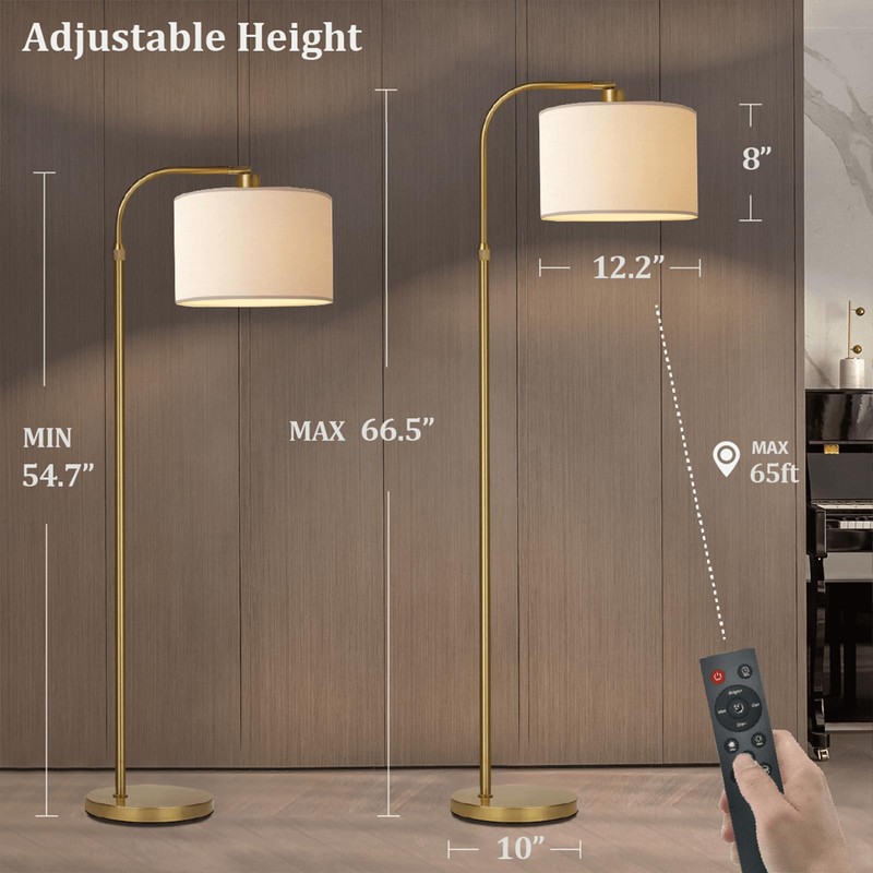 FINNCHY Gold Floor Lamp with Remote Control, 1200 Lumens Adjustable