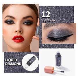 Oulac Liquid Eyeshadow Glitter - Waterproof Glitter Eye Make-Up with a Stunning and Shimmer Look, Non-Alcoholic, Non-Greasy, Vegan Friendly, 5.4 g, Light Year (12)