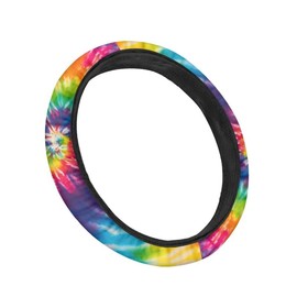 Uskorhein Rainbow Tie-Dye Spiral Steering Wheel Cover Universal 15 Inch Abstract Art Steering Wheel Protection Fit Car SUV,Protector Cover,Anti-Slip