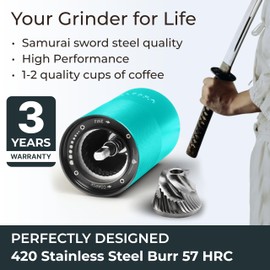 Manual Coffee Grinder by Alpaca Ventures - Stainless Steel Conical Burr Coffee Grinder Manual with Adjustable Setting Double Bearing Hand Espresso Grinder Perfect for Home, Office and Camping