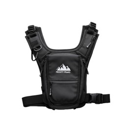 Frosty Peaks Minimalist Chest Rig, Outdoor, Chest Pack with Easy-Access Phone Pouch, Dual-Side Pockets, (Black)