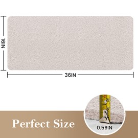 Shower Mat Bathtub Mat Non-Slip,36x16 inch, Soft Tub Mat with Drain,PVC Loofah Bath Mat (Phthalate Free) for Tub and Bathroom,Quick Drying,White