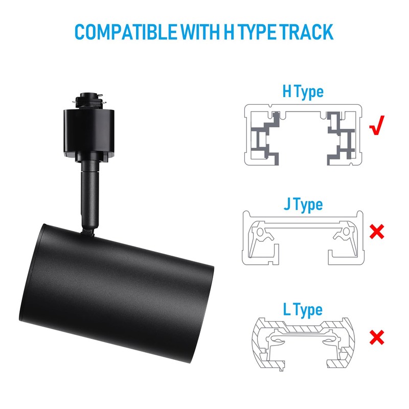 LEONLITE 18W 5CCT LED Track Light Heads H Type, 2700K/3000K/3500K/4000K/5000K