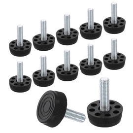 sourcing map 12Pcs M8 Thread Furniture Feet Levelers, 30x28mm Adjustable Leveling Table Feet, Screw on Furniture Glide Leveling for Chair Stool Legs, Black