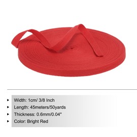 PATIKIL Cotton Twill Tape 10mm(3/8 Inch) 50 Yards Cotton Ribbon Bias Binding Tape Herringbone Webbing Trim for Sewing Gift Wrapping Craft DIY Bright Red