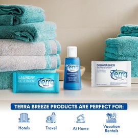 Travel Laundry Detergent & Dish Soap | Terra Breeze 1-Shoppe Amenities Kit | Laundry Soap, Dish Soap | 90 Pieces