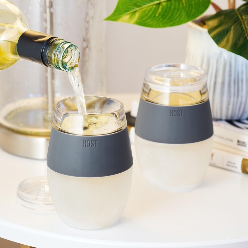 HOST Freeze Wine Glasses with Lids, Insulated Cooling Cups with