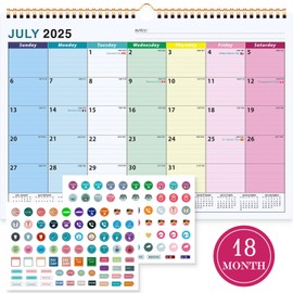 Benjia Desk Calendar 2025-2026, Family Wall Calendar July 2025 to December 2026, 18 Months Desktop Monthly Planner Full Academic Year Calendar With Copper Coil Sticker for Office School, A4 Colorful