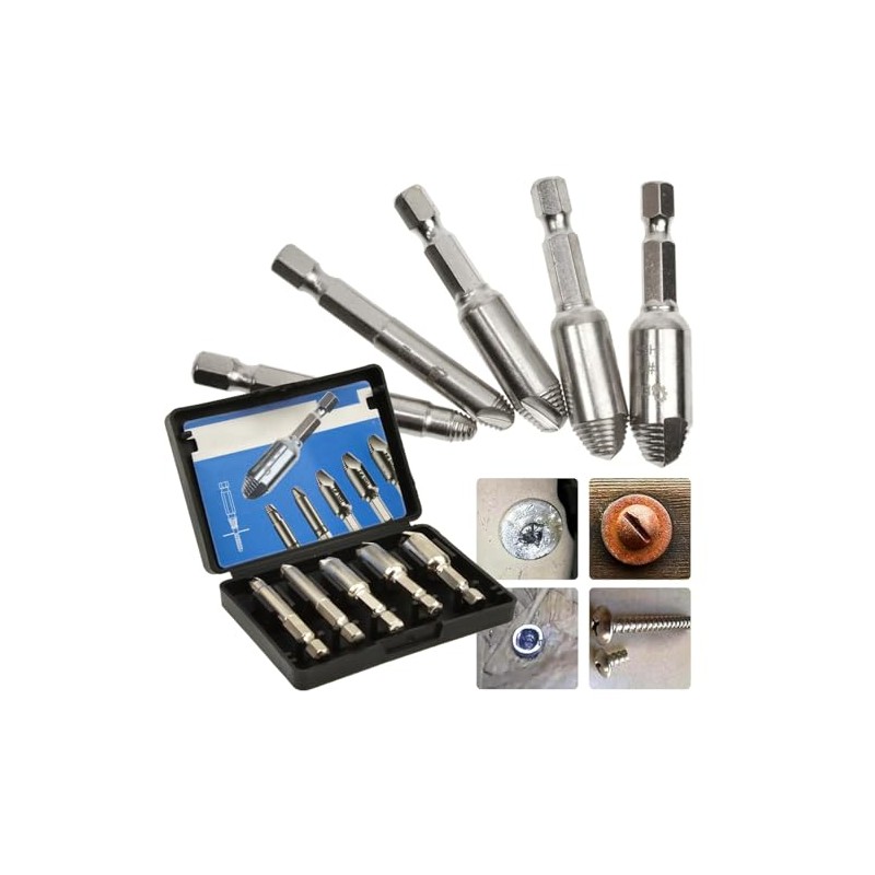Screw Extractor Set, 5 Pieces, 2-12 mm HSS, Damaged Screw