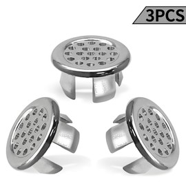 Seimneire 3pcs Plastic Sink Overflow Trim Ring Basin Overflow Ring, Kitchen Sink Overflow Cover Bathroom Sink Drain Cap, Chrome Overflow Ring Sink Drain O Ring for Bathroom (Silver)