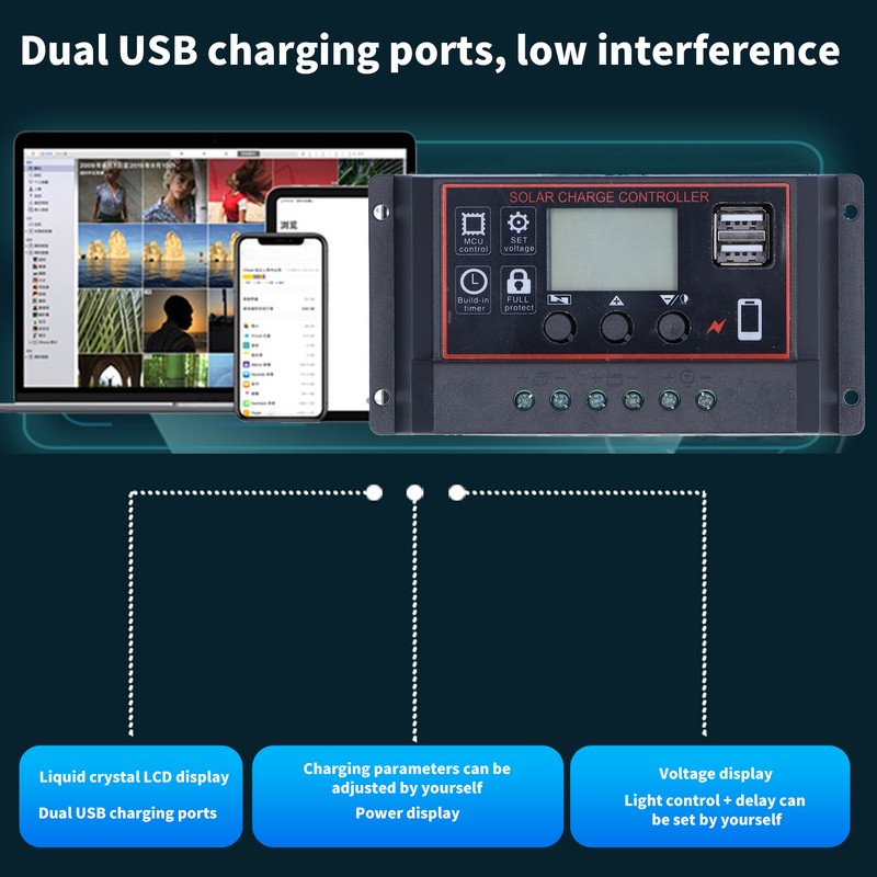 Smart Charge Controller Solar Battery Panel Charging Protection Device with