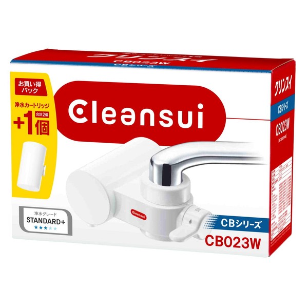 Cleansui CB023W-WT Water Filter, Direct Connection to Faucet, CB Series, Compact Model, Includes 2 Cartridges