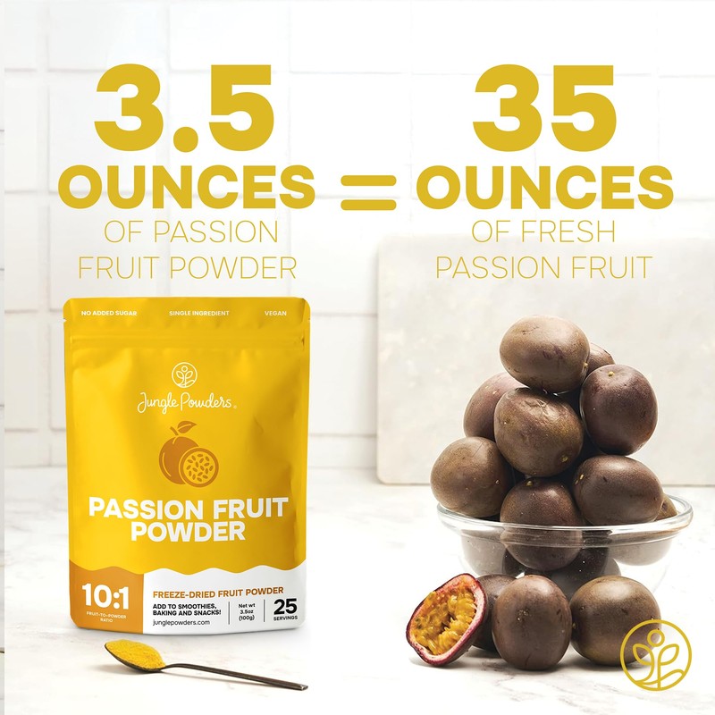 Jungle Powders Passion Fruit Powder 3.5 Ounce, Freeze Dried Passion