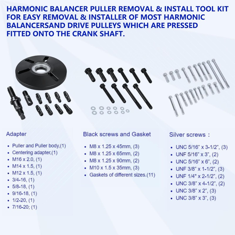 ZKTOOL Harmonic Balancer Puller Removal & Install Tool Kit for