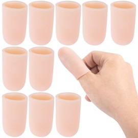 Isslly 10 PCS Gel Finger Sleeve Protectors, Silicone Finger Support, Finger Sleeves for Arthritis, Hands Cracking, Blisters - Skin Color