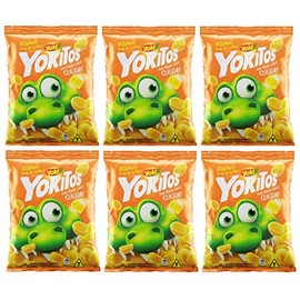 YOKITOS Assado Feito de Milho Sabor Queijo 54 gr. 6 PACK | Cheese Flavored Corn Chips 1.9 oz. 6 Pack.
