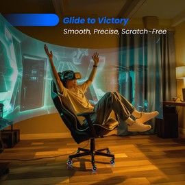 Gaming Office Chair Wheels Replacement — 3″ Heavy Duty Caster Wheels for Desk Chairs, Smooth Rolling Chair Casters, Safe for Hard Floors and Low Carpets, Universal Fit (Set of 5, RGB)