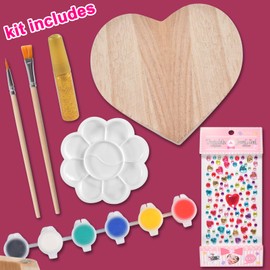 Tundwhite Crafts Girls 6 7 8 9 10 11 Years Gift, Mini Heart Shape Jewellery Box Wooden Tins Mosaic Diamond Painting Numbers Art Sets