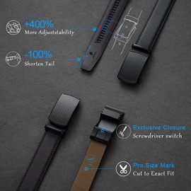 DOOPAI Ratchet belts for men adjustable, Leather with Sliding long 34-42". Cut to Fit in Gift Box