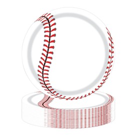 KFJBPB 50PCS Baseball Party Paper Plates 7 Inch, Disposable Baseball Birthday Party Supplies Dessert Plates for Birthday Baby Shower Sports Event Decorations (Baseball)