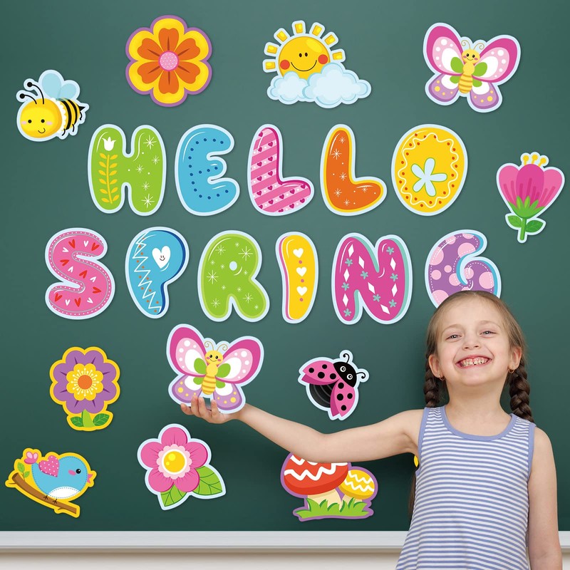 Hello Spring Cut-Outs Spring Flower Cut Outs Bulletin Board Decoration